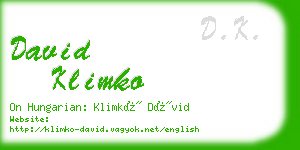 david klimko business card